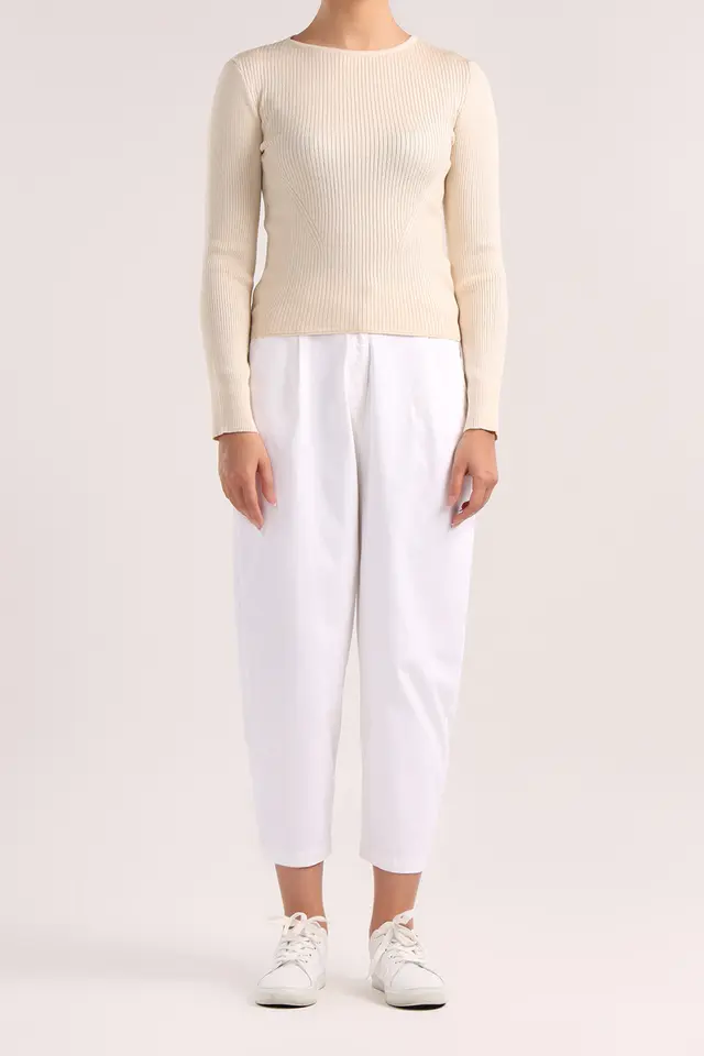 بلوز بافت یقه گرد زنانه مدل 4066-لوک