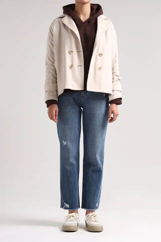 کت یقه انگلیسی زنانه مدل 4570-لوک