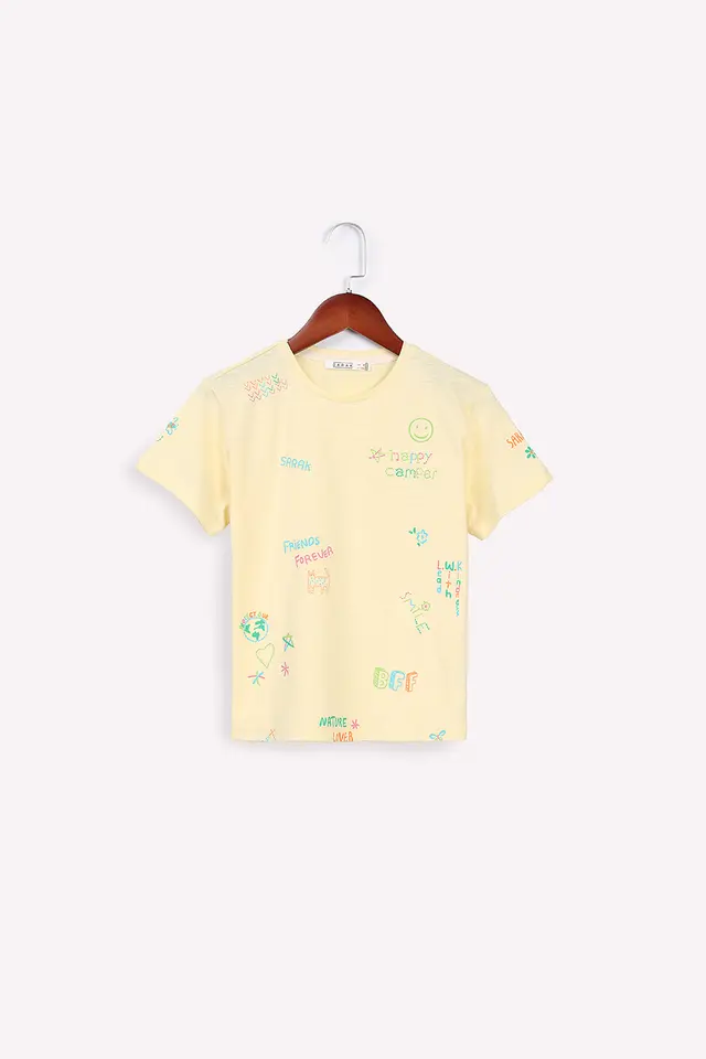 تیشرت طرح دار دخترانه مدل 4097-لوک