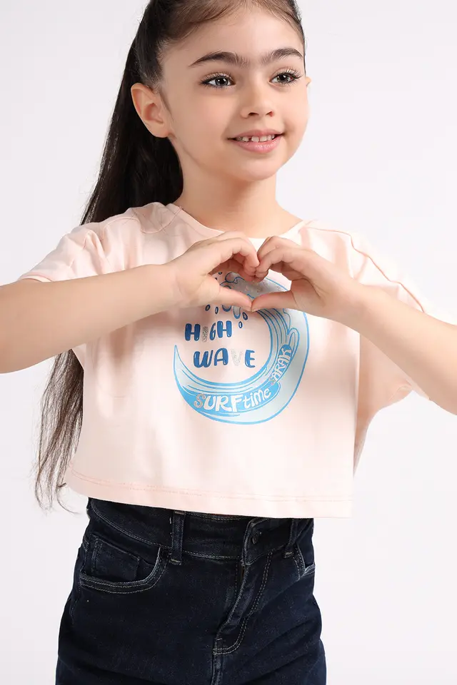 تیشرت کوتاه دخترانه مدل 4257-لوک