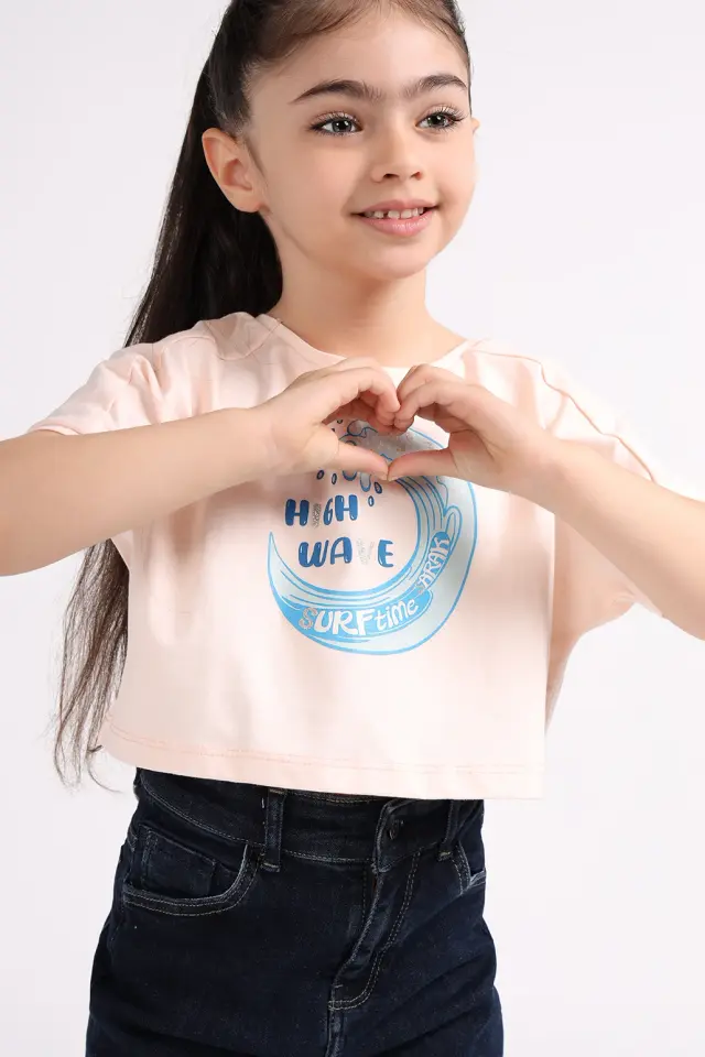 تیشرت کوتاه دخترانه مدل 4257-لوک