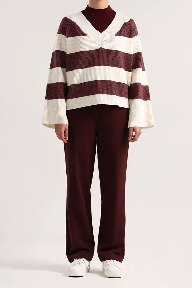 شلوار کتان راسته زنانه مدل 5058-لوک