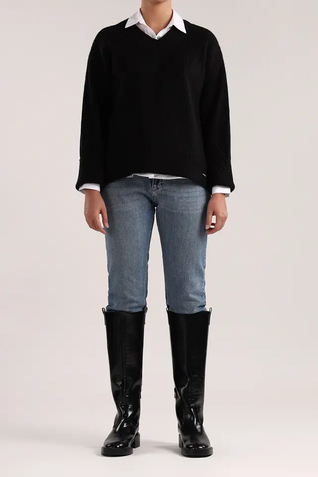 بلوز بافت یقه هفت زنانه مدل 4720-لوک