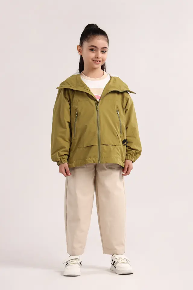 بارانی کلاهدار دخترانه مدل 5141-لوک