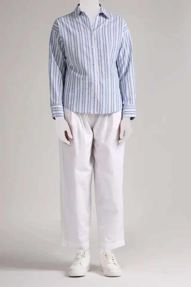 شومیز راه راه نخی زنانه مدل 4630-لوک