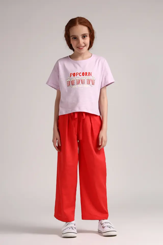 تیشرت دخترانه فانتزی کوتاه مدل 4664-لوک