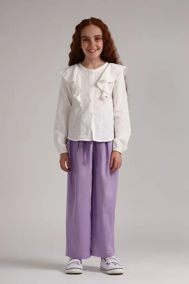 شومیز سفید دخترانه مدل 4717-لوک