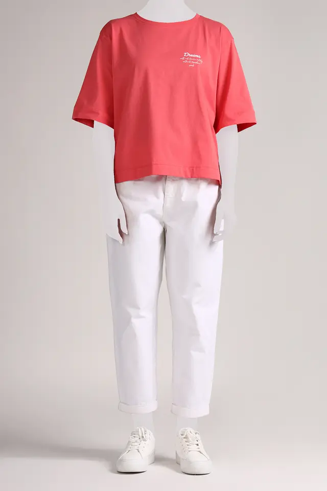 تیشرت یقه گرد زنانه مدل 4661-لوک