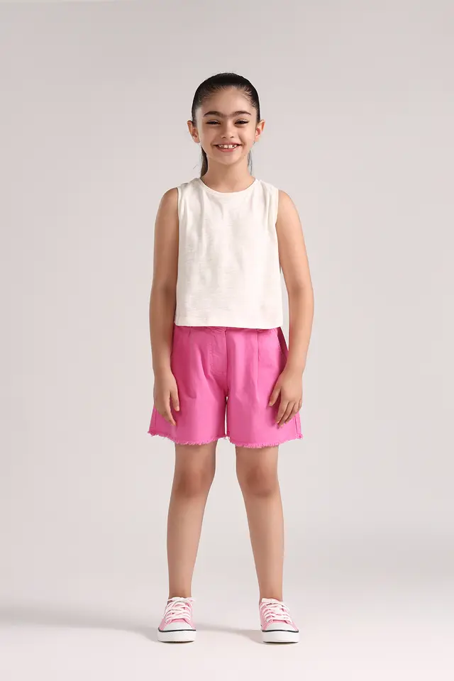 شلوارک دخترانه کتان مدل 4669-لوک