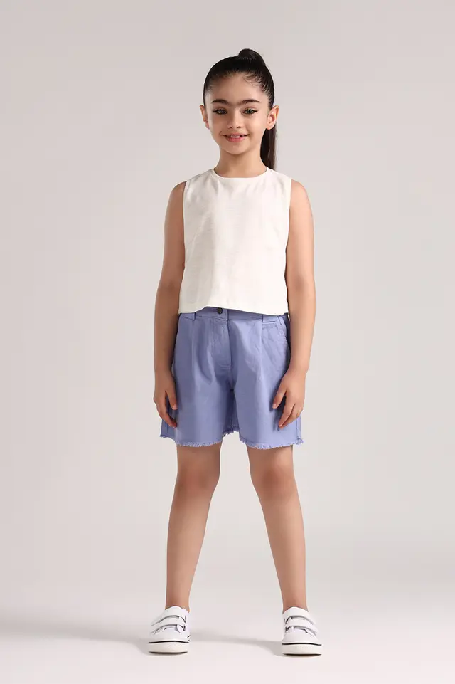 شلوارک دخترانه کتان مدل 4669-لوک