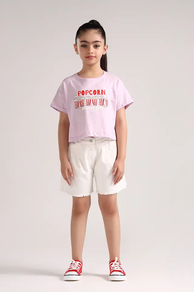 شلوارک دخترانه کتان مدل 4669-لوک