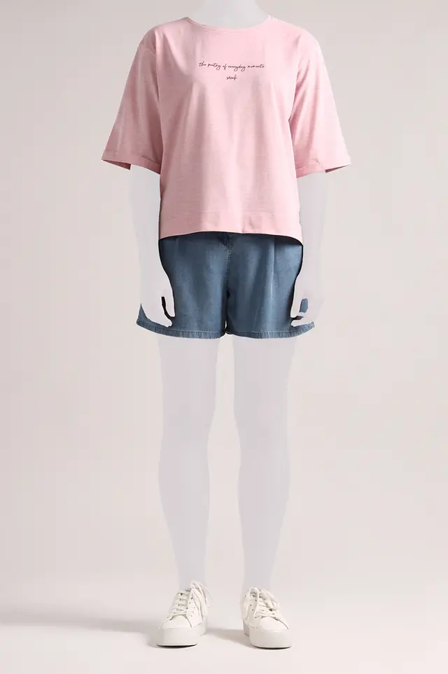 تیشرت یقه گرد زنانه مدل 4949-لوک