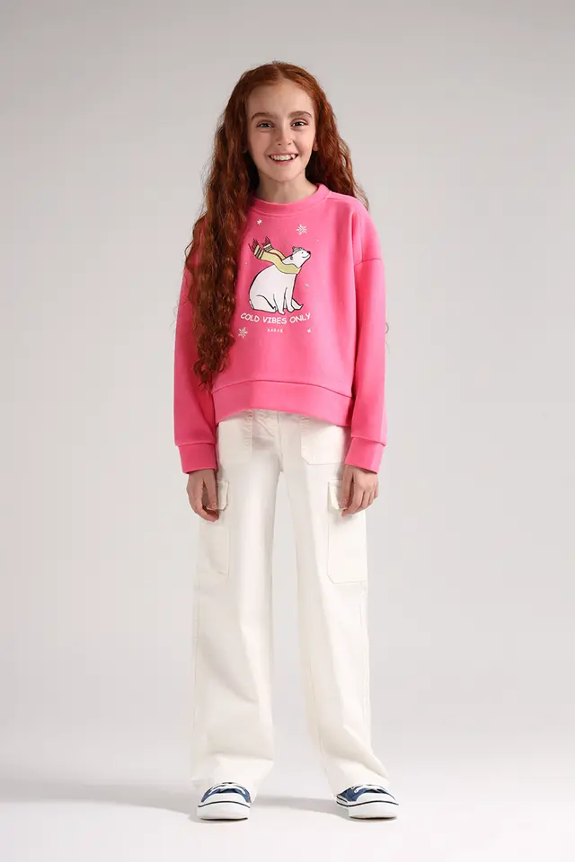 بلوز یقه گرد دخترانه مدل 4596-لوک